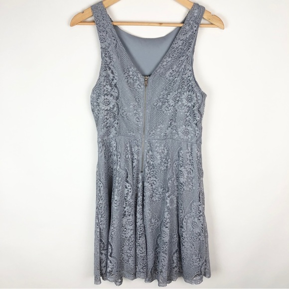 NWT Speechless Sleeveless Blue Silver Lace Skater Dress - Picture 2 of 12